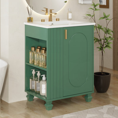 24 Inch Bathroom Vanity with Sink, Solid Wood Frame, Soft Closing Door, and Ample Storage Solutions
