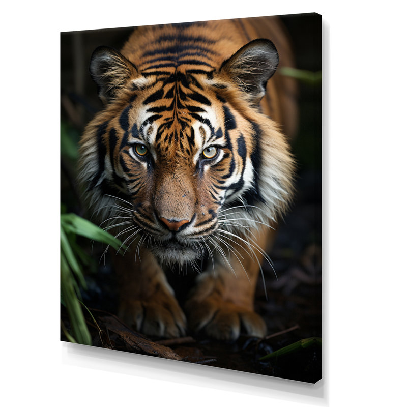 «Beige Black Tiger Portrait II», reproduction d'art sur toile, H 32 po x l 24 po x P 1 po, Toile tendue