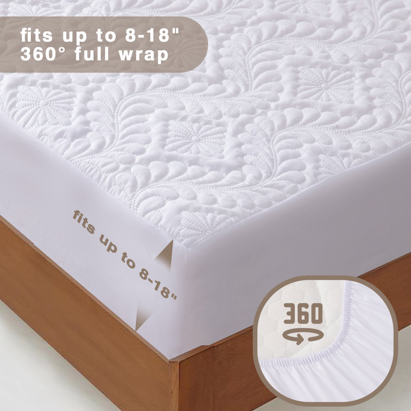 Waterproof Mattress Protector Quilted Mattress Cover Breathable Mattress Protector Deep Pocket, Queen