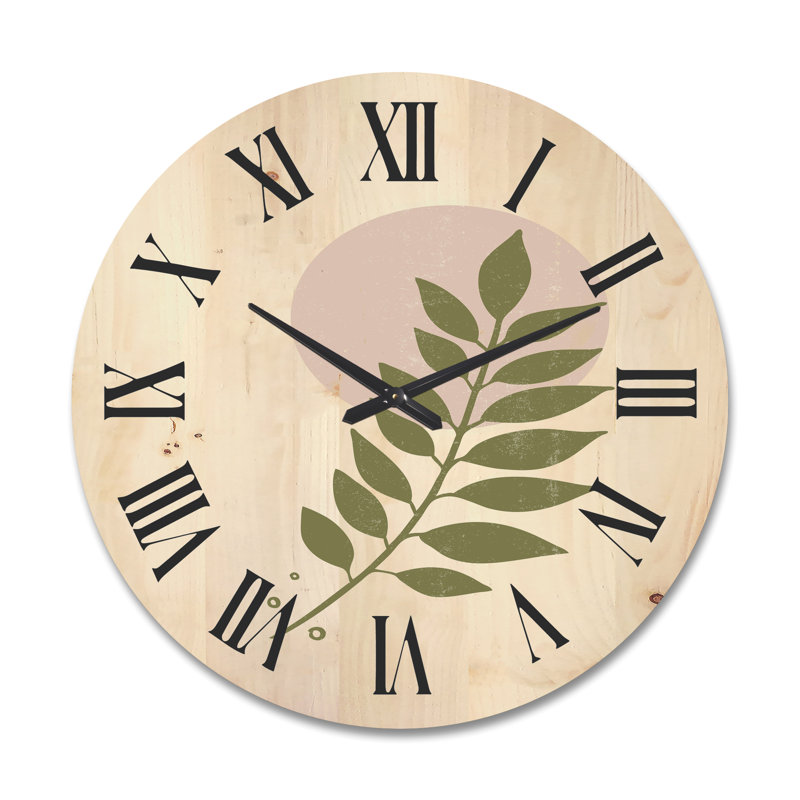 Horloge murale abstraite lune géométrique avec feuille IV, Grand