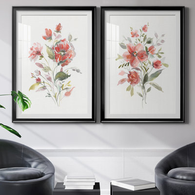 Lin corail botanique I - ensemble de 2 reproductions d'art