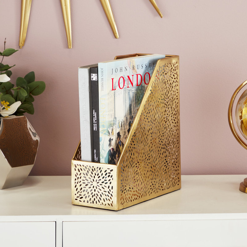 Modern Perforated Design Open Box Magazine Rack