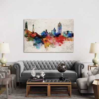 Virginia Beach Abstract Skyline 1 Piece Wrapped Canvas Wall Art