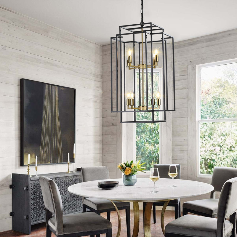 8-lamp gold adjustable iron pendant light, Gold