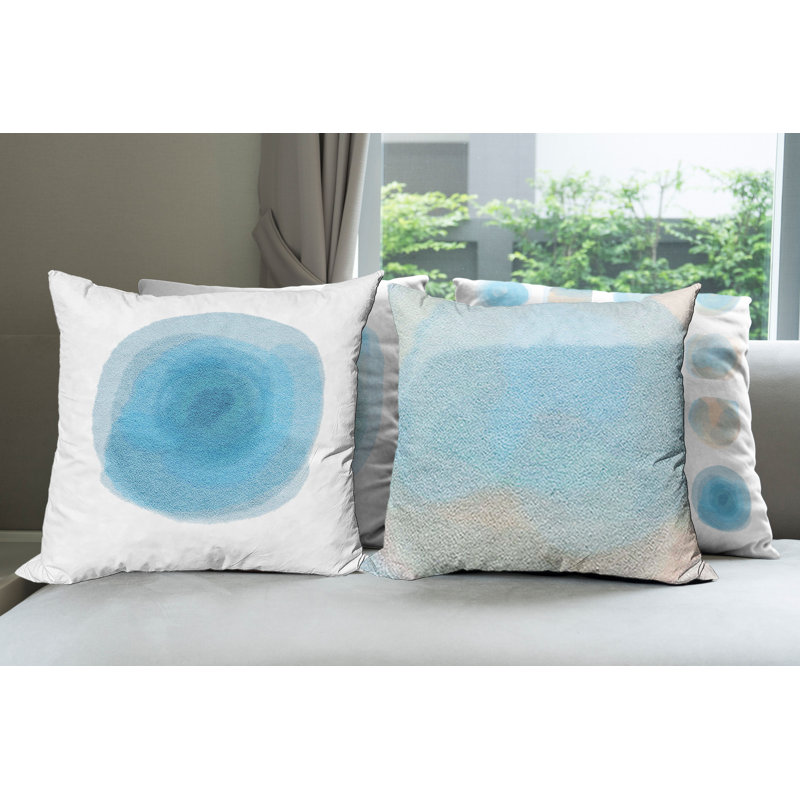 Everts Indoor / Outdoor Abstract Square Throw Pillow Cover, Blue/Ecru/White, 45cm H x 45cm W x 0.01cm D
