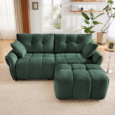 Canapé en tissu d'ameublement avec repose-pieds Chenille