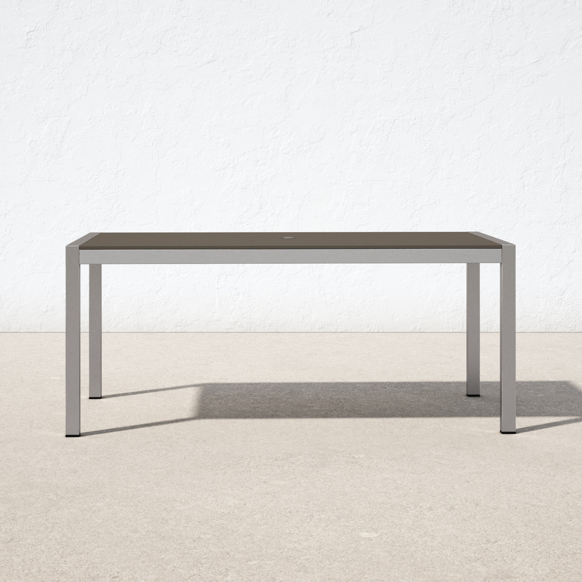 Aynura 71'' Plastic / Acrylic Outdoor Dining Table, Silver, Gray