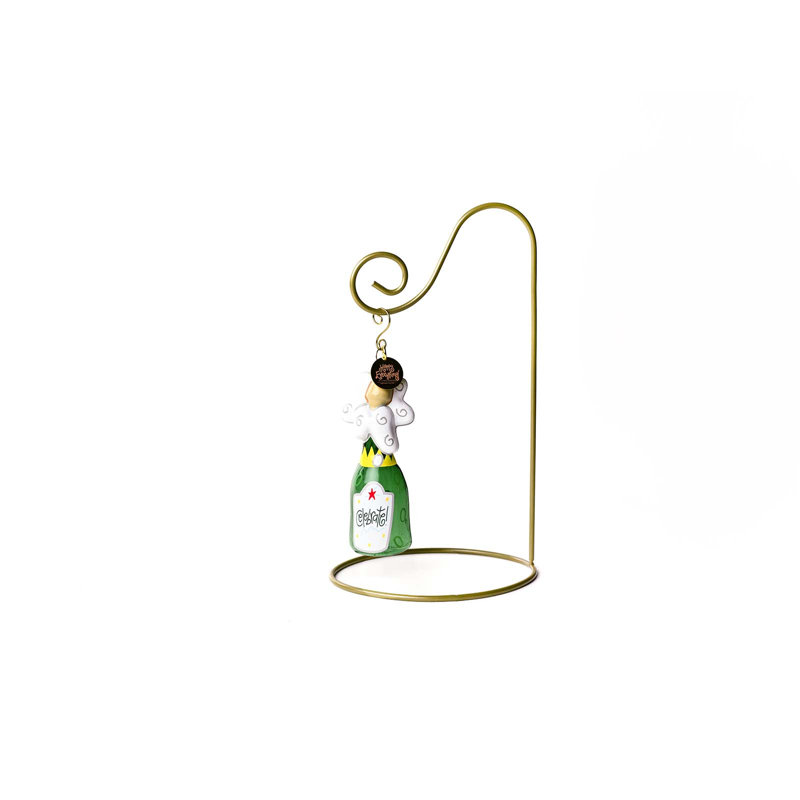Ornement champagne avec support doré