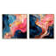 «Pink and Gold», encre liquide abstraite I - ensemble de 2 reproductions d'art sur toile-391650412-391650408