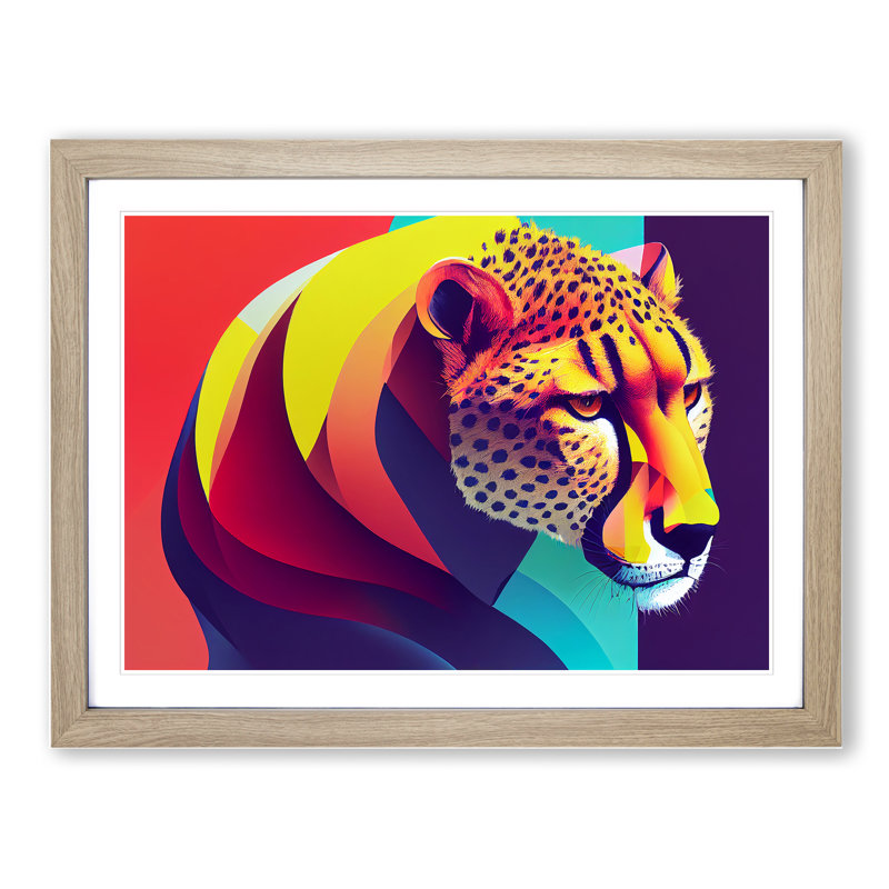 Cheetah - Framed Print, 46cm H x 64cm W, Oak Framed