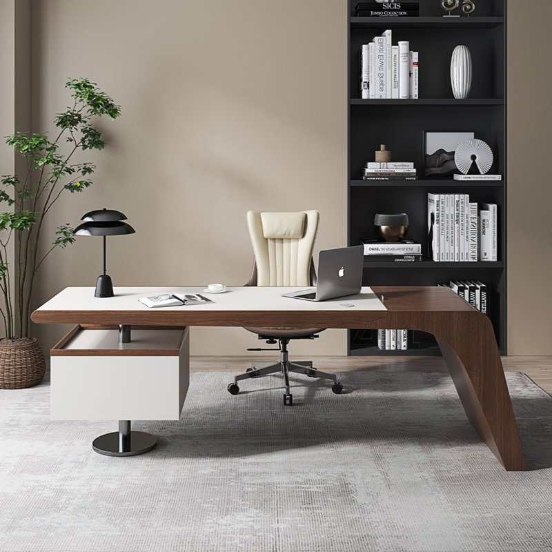 62.99"Brown Rectangle Solid Wood Writing Desk, 29.53" H x 62.99" W x 27.56" D