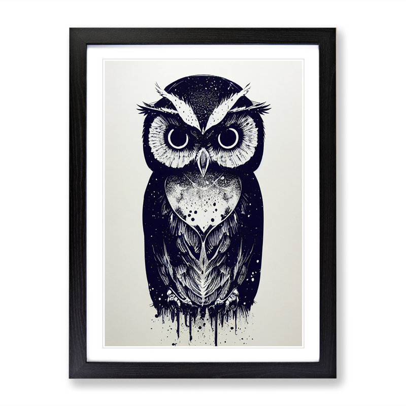 Owl Graffiti - Framed Print, Black, 34cm H x 25cm W x 2cm D