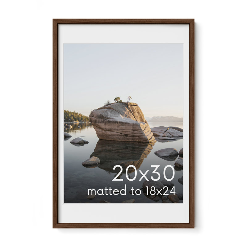 Cadre photo en bois massif avec verre, Noyer, L 20 po x H 30 po