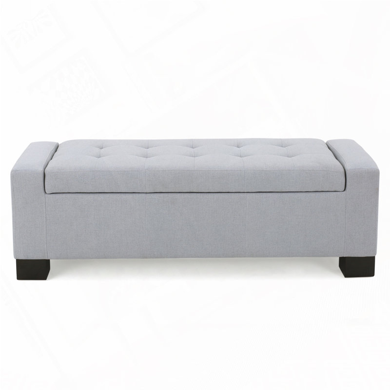Banc de rangement moderne pour repose-pieds, Gris clair, H 16,82 po x l 50,32 po x P 19,89 po
