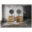 Meuble-lavabo autoportant de 72 pouces avec lavabo en céramique noire, finition blanc brillant et fini imitation chêne-129891880-129891883