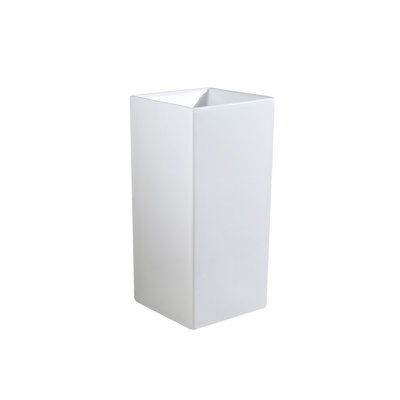32.67'' H One‑Piece Glossy White Ceramic Freestanding Pedestal Sink, Rectangular Floor‑Standing Bathroom Sink Without Faucet Hole, No Faucet & Drain Assembly Included, for Bathroom, Balcony, Outdoor CourtyardWayfair