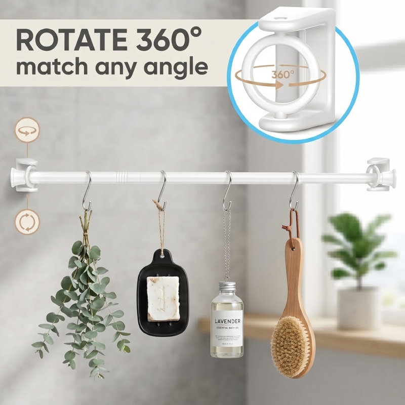 Tringle à ressort simple blanche, 24 à 46 pouces, comprend des supports à tringle, courte réglable pour la fenêtre