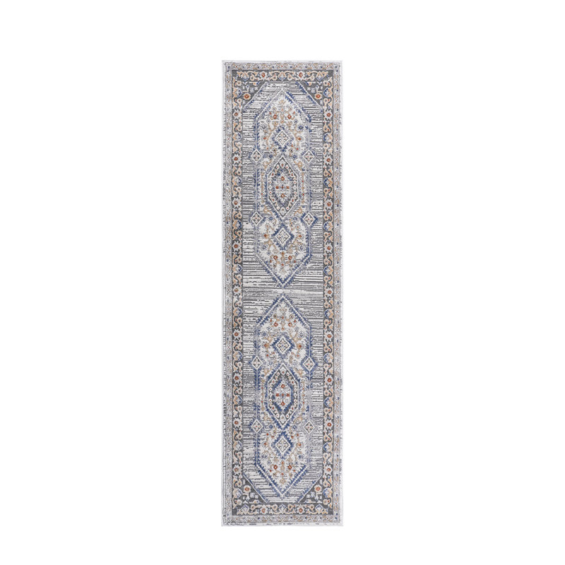 2x8 Blue/cream/ Area Rug - Non-shedding, Stain , Easy Maintenance For Nursery, Home Office, Dining Room Stylish Study, Office