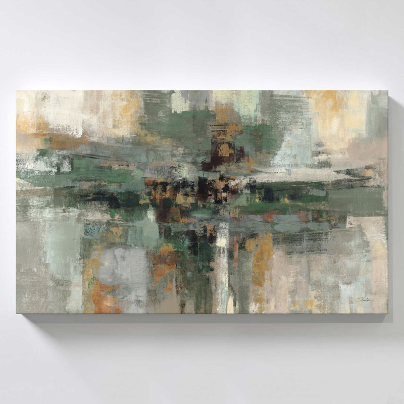 "Morning Fjord Rifle Green" par Silvia Vassileva, reproduction sur toile, H 18 po x l 30 po