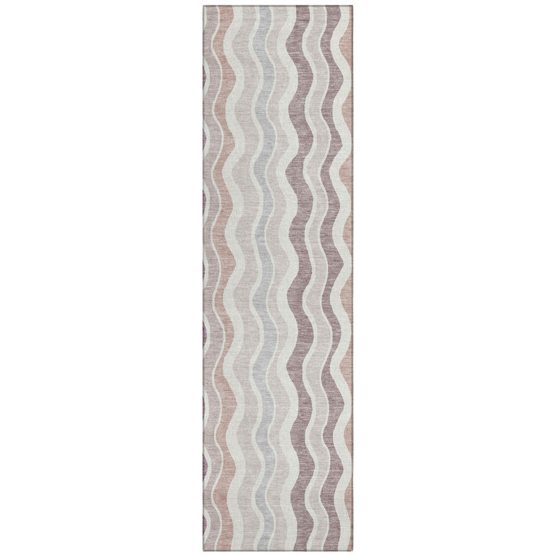 Machine Washable Indoor/Outdoor Bourkelands ACN2342 Stripes Rug, Runner 2'3" x 7'6"
