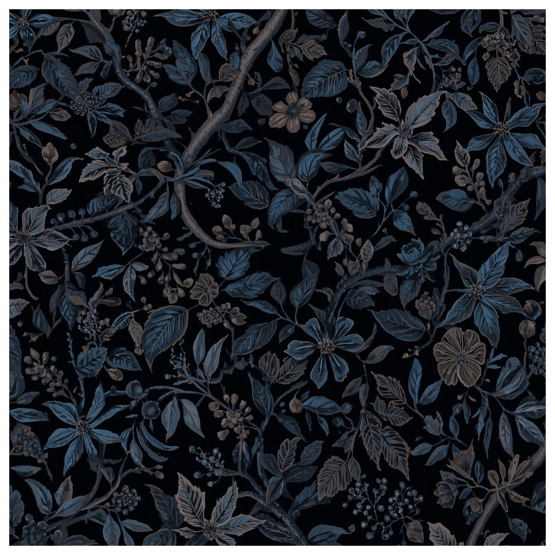 Coussins décoratifs à motif floral bleu foncé, 14 X 14 pouces