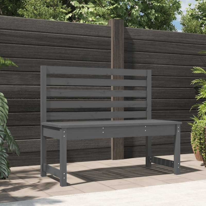 Thurner Solid Wood Outdoor Bench, Grey