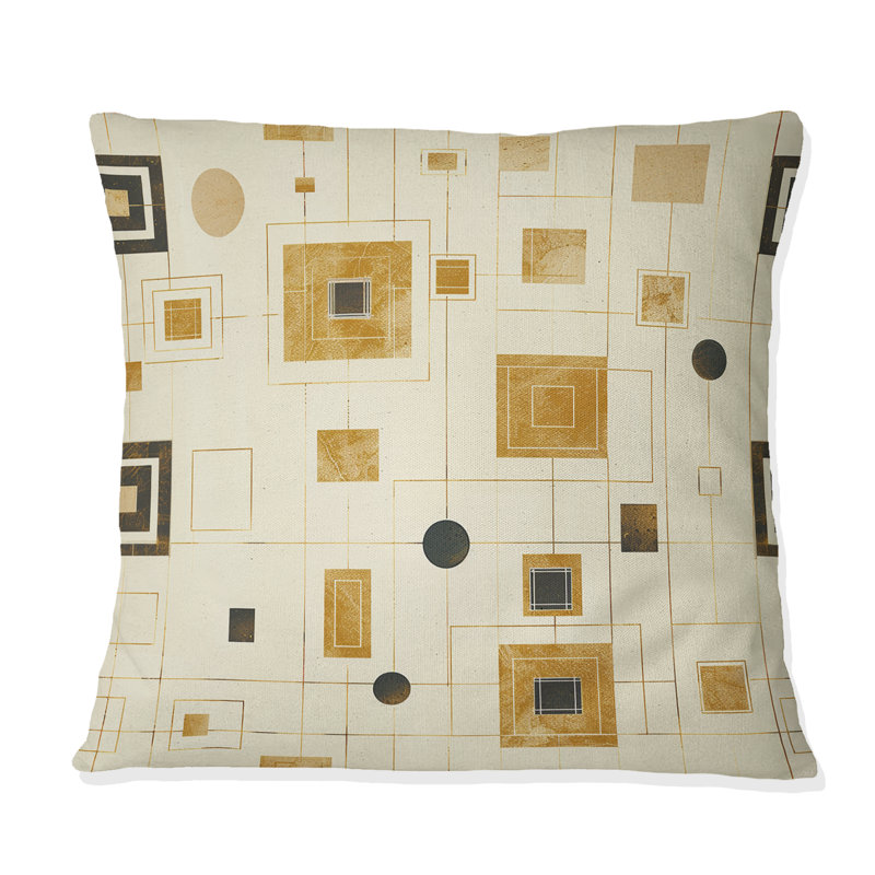 Coussin décoratif ivoire noir Midcentury Geometric Shapes, H 18 po x l 18 po