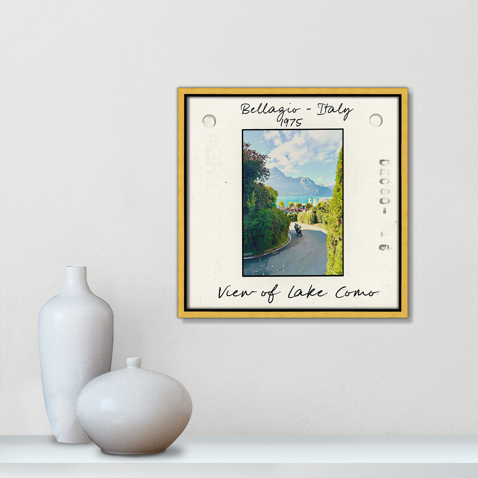 Ritona "Bellagio, Italy - Lake Como" Print, Gold Floater Framed Canvas, 13.5" H x 13.5" W x 2" D