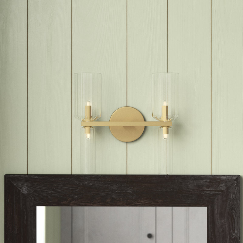Aged Brass 4-Light Dimmable Vanity Light with Clear Glass Shades