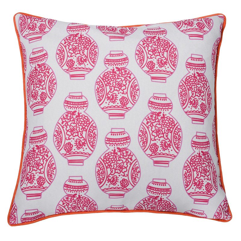 Floral Linen Reversible Throw Pillow, Pink