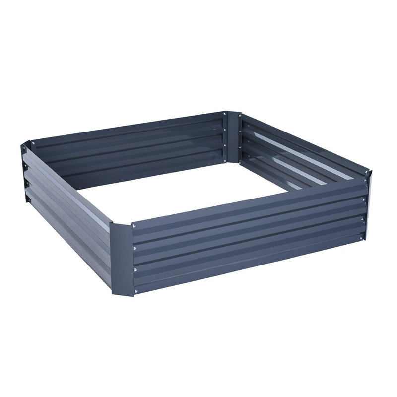 Lit de jardin surélevé en acier galvanisé 4 pi x 4 pi Mund, Gris