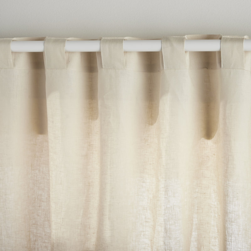 Solano Linen Semi Sheer Curtain Single Panel, Beige, 50" W x 84" L