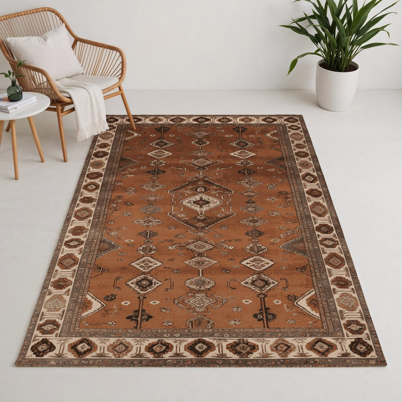 Persian Brown Indoor and Outdoor Area Rug, Rectangle 3' x 5'