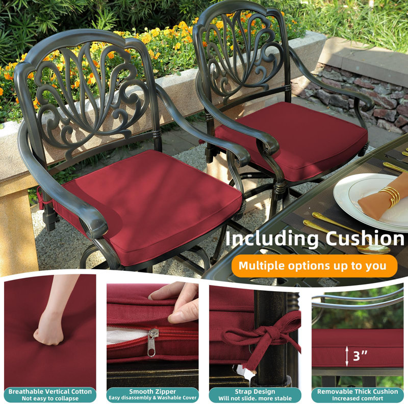 Tabouret de bar 45,8 po avec coussin, Bronze foncé, Rouge