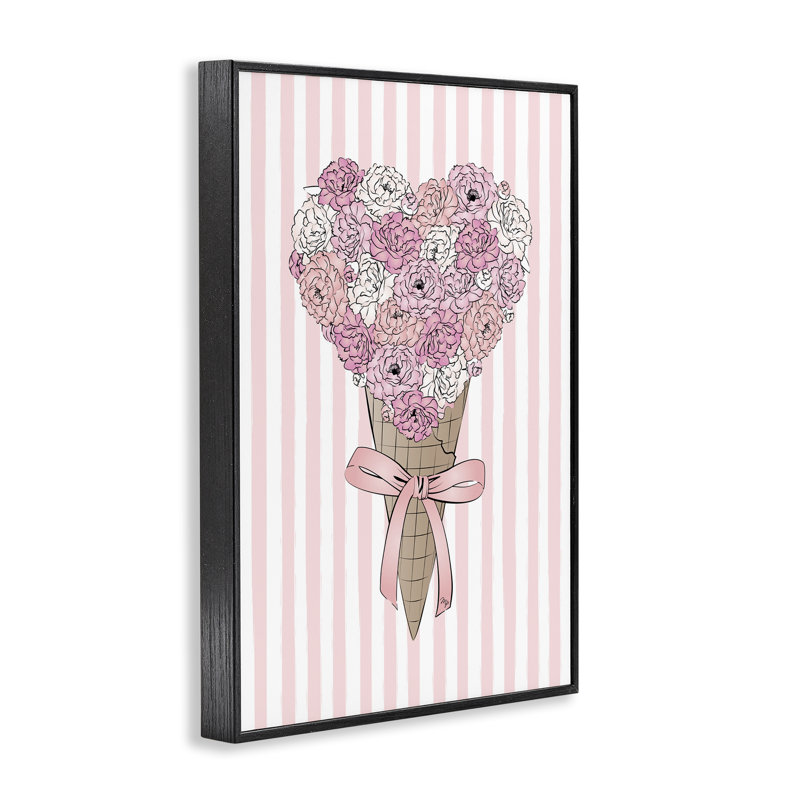 Bouquet de fleurs, crème glacée, estampe numérique par Martina Pavlova, H 18 po x l 12 po, Giclée encadrée noir minuit