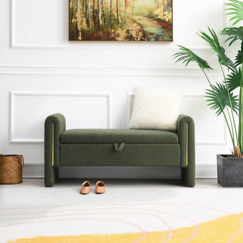 Banc de bout avec accoudoirs et rangement Modern, Vert