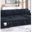 Canapé-lit modulaire rembourré en tissu de velours côtelé de style moderne avec 2 chaises de rangement et salon noir-536234600-536234603-536234604