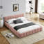 Grand lit - Tête de lit tapissier en chenille épaisse rose-2097783502