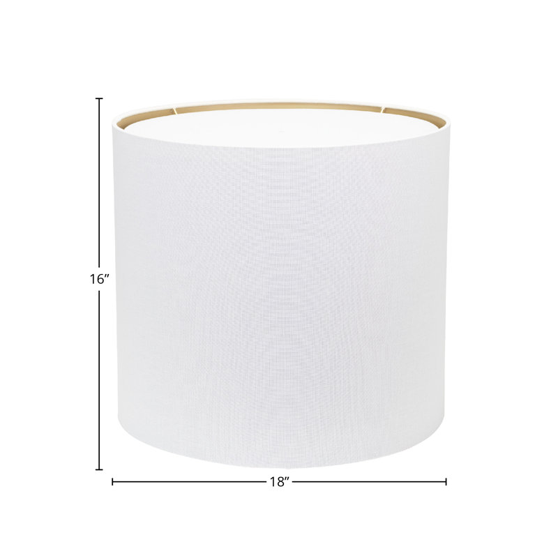 Drum Lamp Shade, White/Silver, 16" H x 18" W x 18" D
