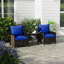 4 coussins et coussin bleu marine pour chaises de patio, mobilier de détente pour l'extérieur, bleu, expérience confortable