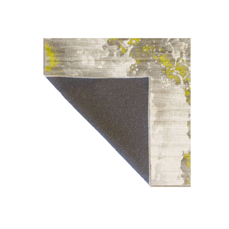 Tapis jaune lavable à rayures rayées, Sous-tapis carré 3 pi 3 po inclus