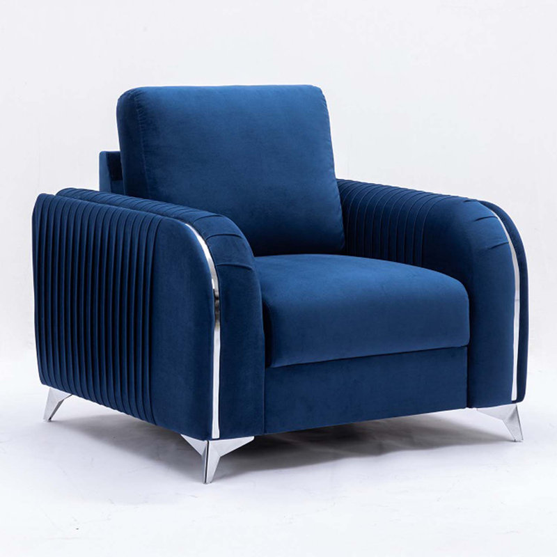 Chaise Wenona, velours bleu, Bleu
