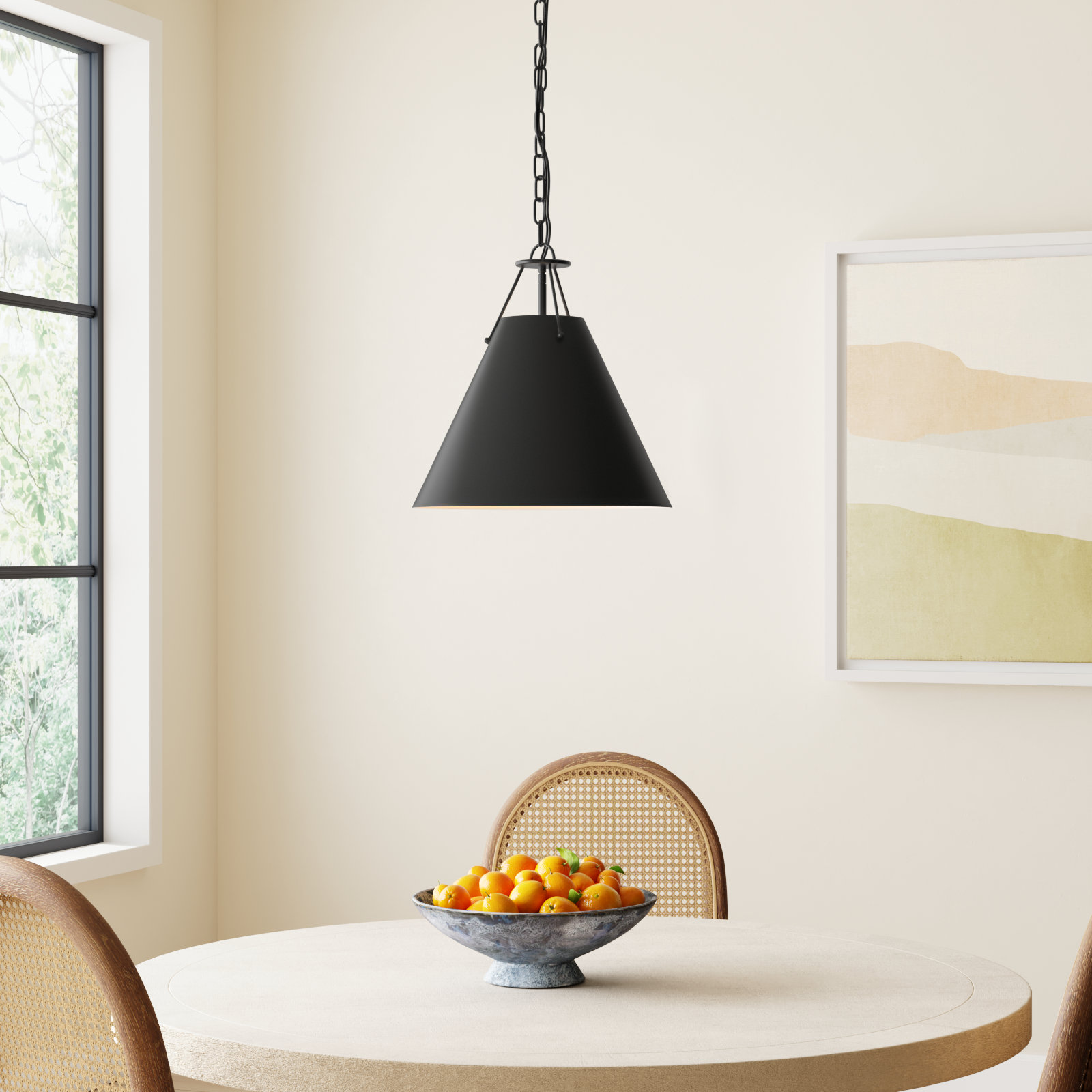 Kinston Dimmable 3-Light Pendant, Black, Black