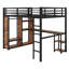 Structure de lit mezzanine avec garde-robe, bureau et tablettes de rangement