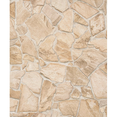 Bricks and More Collection Claystone Cottage Motif Wallpaper Roll