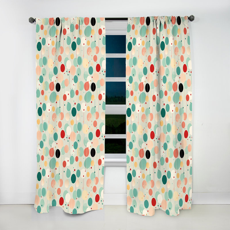 Délice à pois vert et rose - Rideau abstrait - Rideau obscurcissant - 1 panneau, L 52 po x L 63 po