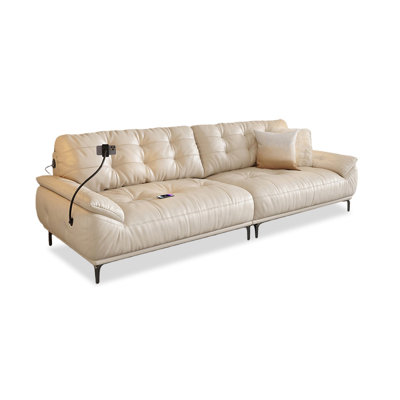 Black Genuine Leather Modular Sofa cushion couch