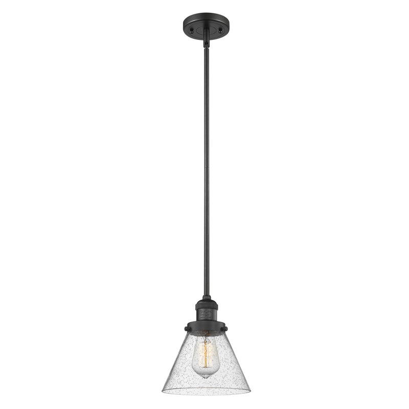 Luminaire suspendu conique à 1 lumière Mosley, Grainé, Ampoule DEL 6 watts Vinage, Noir mat