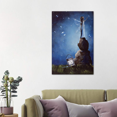 A Fairy's Nighttime Gift - Wrapped Canvas Print