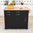 Donabelle Farmhouse Kitchen Cart with Extendable Drop Leaf, 3-Tier Cabinet, 2 Drawers and Lockable Wheels-1305332189